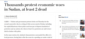 الواشنطن بوست: احتجاجات عنيفة في مدن السودان لليوم الثاني وهروب والي القضارف